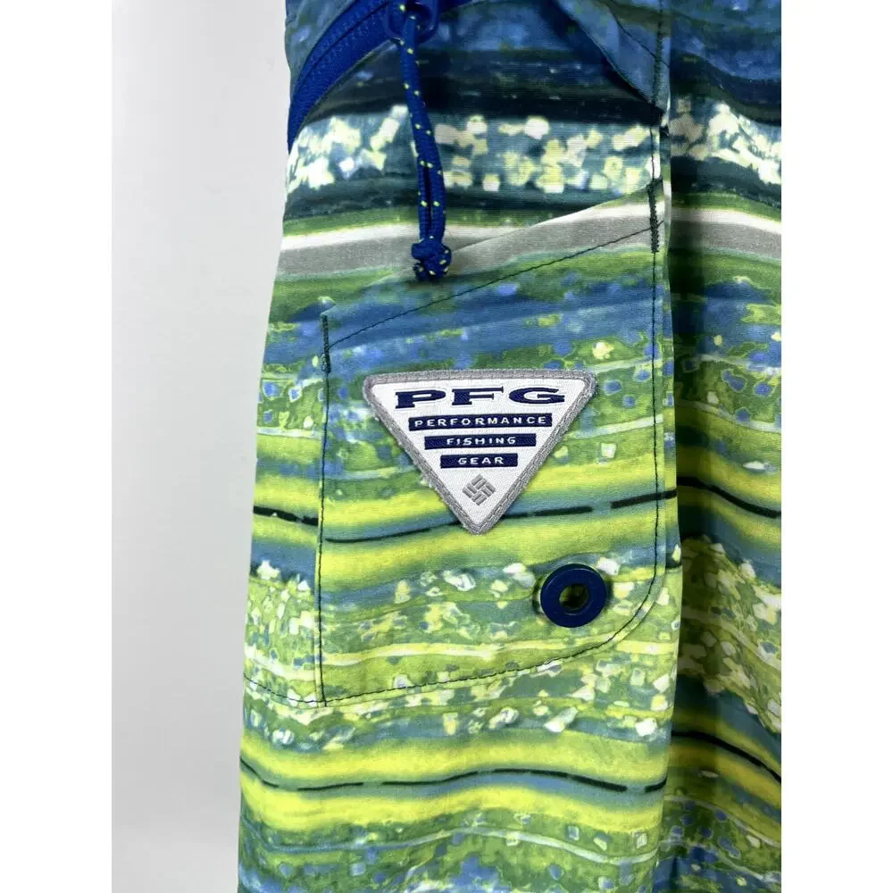 Men's Blue and Green Columbia Swim Trunks 36